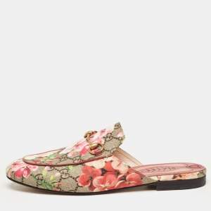 Gucci Multicolor GG Canvas Blooms Printed Princetown Mules Size 38.5
