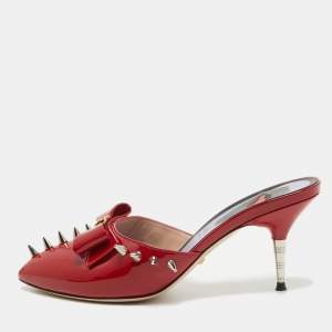 Gucci Red Patent Leather Sadie Mules Size 37.5