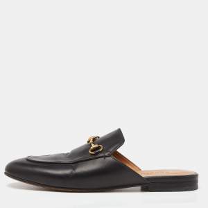 Gucci Black Leather Princetown  Mules Size 39 