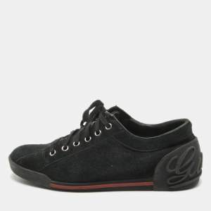 Gucci Black Suede Lace Up Sneakers Size 38