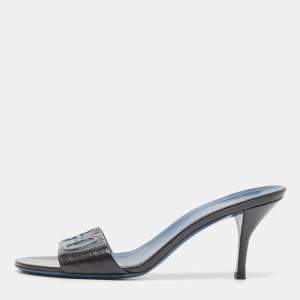 Gucci Black Patent Leather Slide Sandals Size 39.5