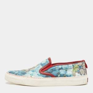Gucci Multicolor GG Supreme Blooms Printed Canvas Slip On Sneakers Size 37.5