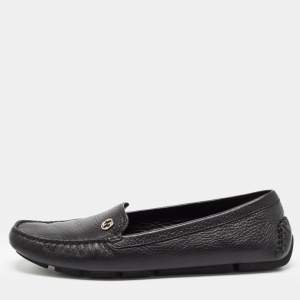 Gucci Black Leather Slip On Loafers Size 39