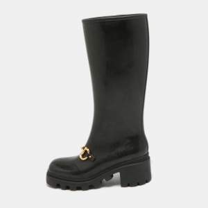 Gucci Black Rubber Horsebit Rain Boots Size 40