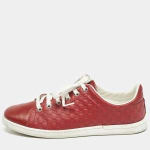 Gucci Red Microguccissima Leather Low Top Sneakers Size 38