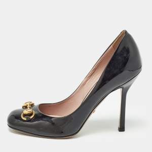 Gucci Black Patent Leather Horsebit Pumps Size 36