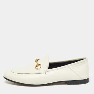 Gucci Cream Leather Jordaan Loafers Size 40