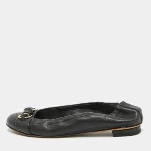 Gucci Black Leather Horsebit Ballet Flats Size 37