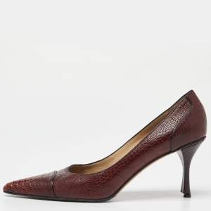 Gucci Brown Crocodile Leather Pointed Toe Pumps Size 38.5