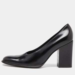 Gucci Black Leather Block Heel Pumps Size 39.5