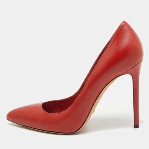 Gucci Red Leather Pointed Toe Pumps Size 38.5