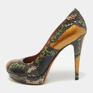 Gucci Multicolor Python Betty Platform Pumps Size 38