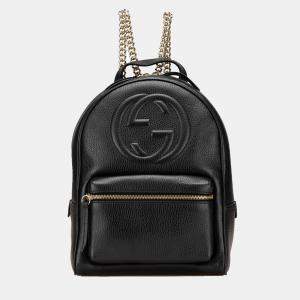 Gucci Black Soho Leather Chain Backpack