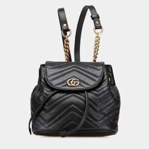 Gucci Black GG Marmont Matelasse Calfskin Backpack