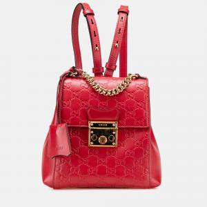Gucci Guccissima Padlock Red Calf Leather Backpack