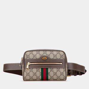 Pre Owned Gucci Beige/Brown Small GG Supreme Ophidia Belt Bag