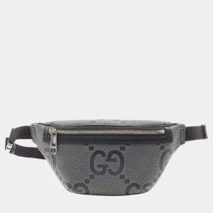 Pre Owned Gucci Grey Small Leather Jumbo GG Belt Bag