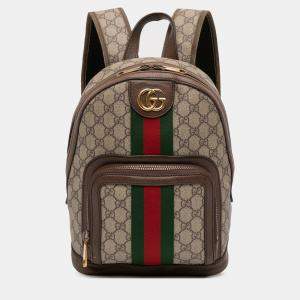 Pre Owned Gucci Small GG Supreme Ophidia Web Backpack
