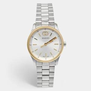 Gucci Silver Two-Tone Stainless steel G-Timeless YA1265063 Women's Wristwatch 29 mm