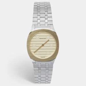 Gucci Golden Brass 18K Gold Plated Stainless Steel 25H YA163502 Women's Wristwatch 30 mm