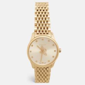 Gucci Silver Gold Plated Stainless Steel G- Timeless YA1265021 Women's Wristwatch 29 mm 