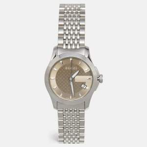 Gucci Brown Stainless Steel G-Timeless YA126503 Women's Wristwatch 27 mm