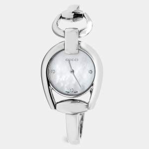 Gucci Mother Of Pearl Stainless Steel Horsebit YA139506  Women's Wristwatch 28 mm