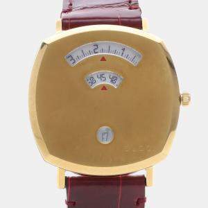 Pre Owned Gucci Grip YA157403 Quartz Gold Plated Unisex Wristwatch 35mm