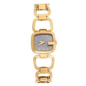 Gucci Brown Gold Plated Steel G Series 125.5 Women's Wristwatch 24 mm