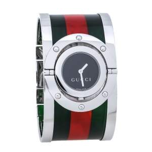 Gucci Black Stainless Steel Acetate Twirl 112 Women's Wristwatch 23 mm