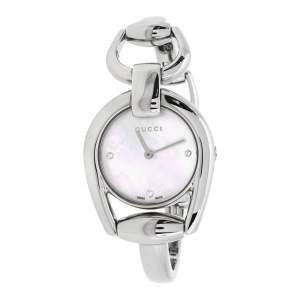 Gucci Mother Of Pearl Stainless Steel Horsebit 139.5 Women's Wristwatch 28 mm