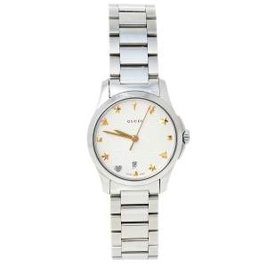 Gucci Silver Stainless Steel G-Timeless YA126572A Women's Wristwatch 27 mm