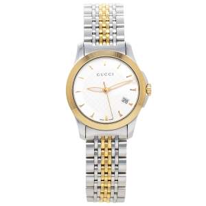 Gucci Silver Two-Tone Stainless Steel G Timeless 126.5 Women's Wristwatch 27 mm