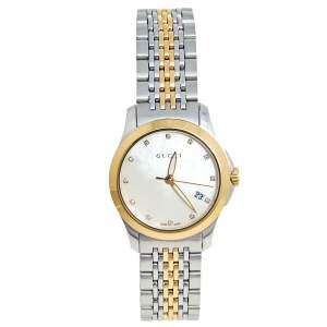 Gucci Mother of Pearl Two Tone Stainless Steel G-Timeless 126.5 Women's Wristwatch 27 mm