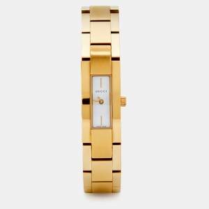 Gucci White Gold Plated Stainless Steel 4600L Women's Wristwatch 13 mm