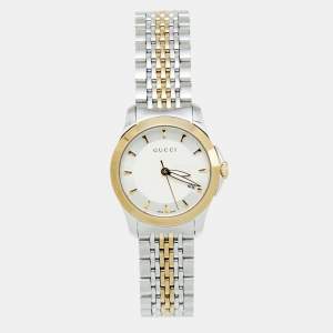 Gucci Silver Two Tone Stainless Steel G-Timeless YA126511 Women's Wristwatch 27 mm