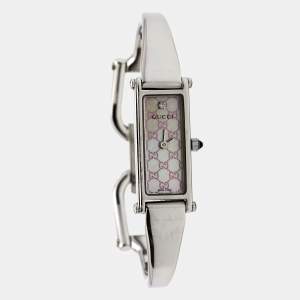 Gucci Mother of Pearl Stainless Steel Horsebit 1500L Women's Wristwatch 12 mm