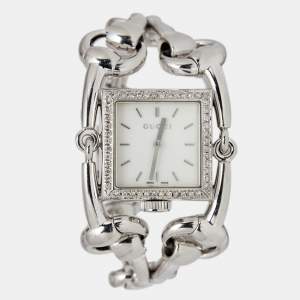 Gucci Mother of Pearl Stainless Steel Diamond Signoria Horsebit 116.3 Women's Wristwatch 25 mm