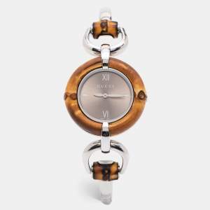 Gucci Champagne Stainless Steel Bamboo 132.4 Women's Wristwatch 36 mm