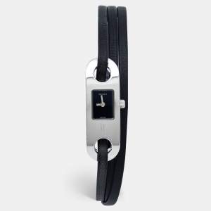 Gucci Black Stainless Steel Leather 6100L Women's Wristwatch 14 mm