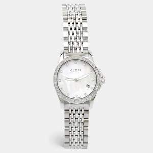 Gucci Mother Of Pearl Stainless Steel G-Timeless YA126508 Women's Wristwatch 27 mm
