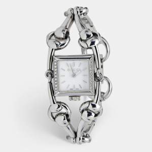 Gucci Silver Stainless Steel Diamonds Signoria YA116505 Women's Wristwatch 20 mm 