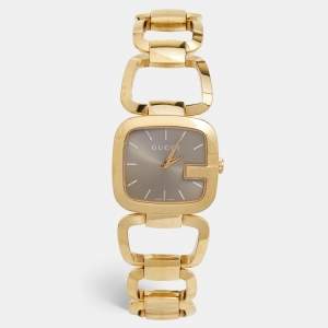 Gucci Slate Brown Rose Gold PVD Coated Stainless Steel G Series YA125408 Women's Wristwatch 32 mm