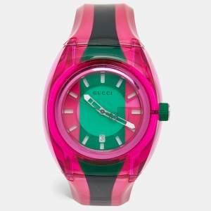 Gucci Green/Pink Nylon Rubber Sync YA137115 Women's Wristwatch 46 mm