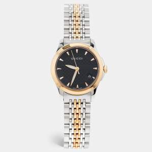 Gucci Black Two-Tone Stainless Steel G-Timeless YA126512 Women's Wristwatch 27 mm