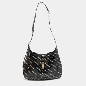Gucci x Balenciaga Black/White Leather Medium The Hacker Project Jackie 1961 Hobo