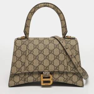 مملوكة مسبقًا Gucci x Balenciaga Hourglass Beige GG Supreme Canvas Top Handle Bag