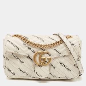 Gucci x Balenciaga Off White/Black Matelassé Leather GG Marmont The Hacker Project Bag