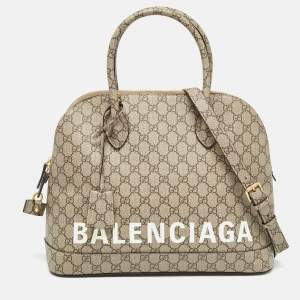Gucci x Balenciaga Beige GG Supreme Canvas Medium The Hacker Project Ville Satchel