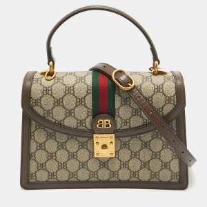 Balenciaga x Gucci Brown/Beige Coated Canvas and Leather The Hacker Project Bag